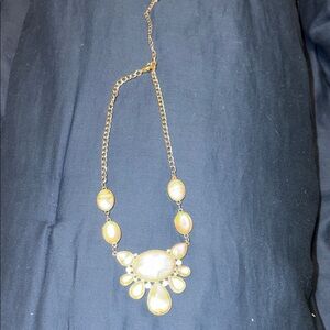 Gold-Tone White Stone Statement Necklace - Women Jewelry